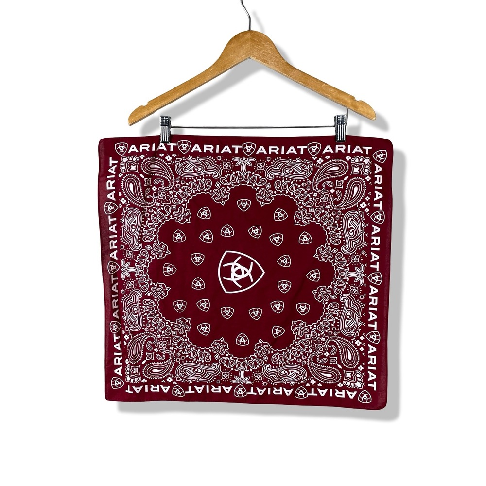 Ariat Bandana Scarf Unisex OS Burgundy Red Western Cowboy Country Rodeo Boho